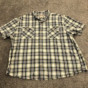 Duluth Shirt Adult 3XL XXXL Green Short Sleeve Plaid Button Up Outdoors Mens